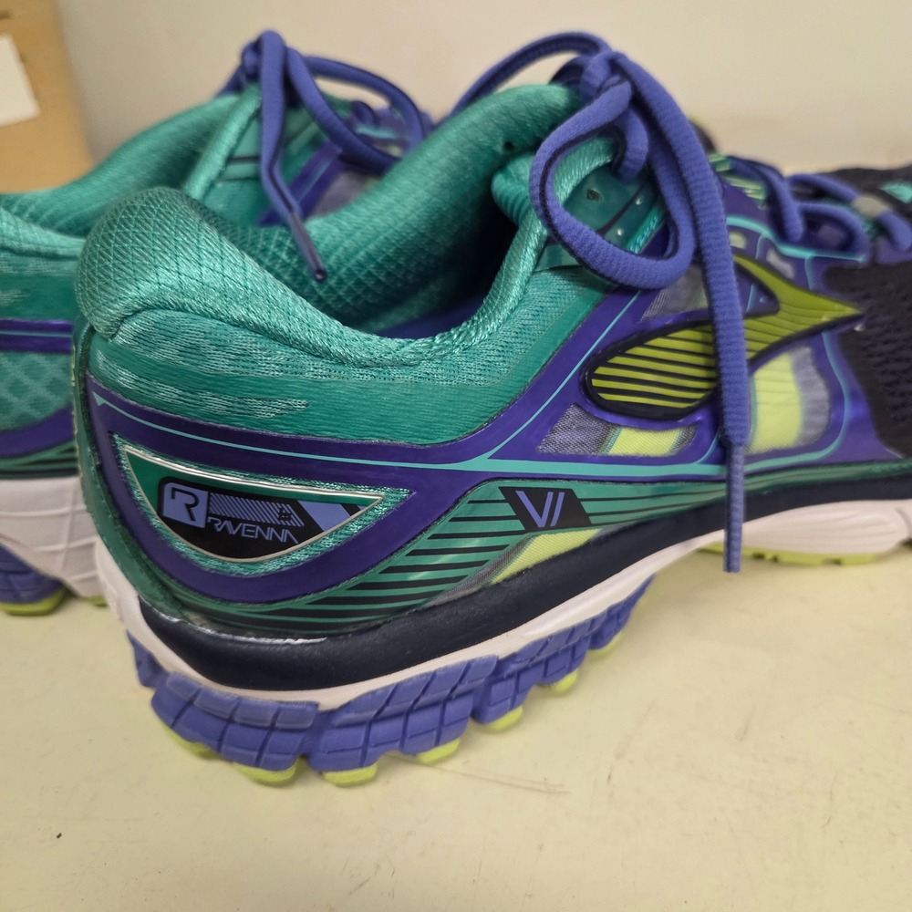 Brooks Ravenna 6 Womens Running Shoes Blue Teal Purple Lime Green 1201821B452 10 - Picture 5 of 7